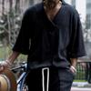 2025 Men's Casual Summer Loose-Fit V-Neck Sports Solid Color T-Shirt