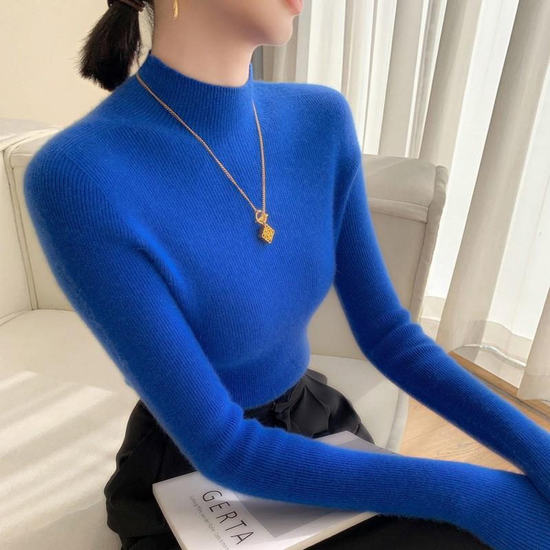 Womens Slim Fit Cashmere Wool Blend Sweater Half Turtleneck Fall Winter Versatile Basic Top
