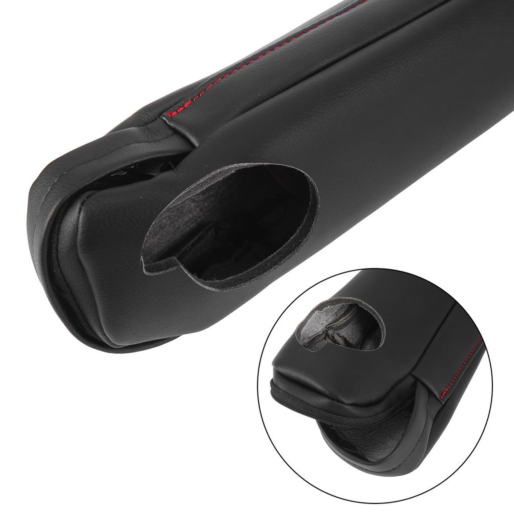 X AUTOHAUX Microfiber Leather Front Seat Armrest Replacement Black with Red for Toyota Sienna Covers, Line, 2011-2018