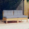 Vidaxl 2-Sitzer Gartensofa mit grauen Kissen, Kiefernholz
