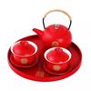 Red Tea Set Cover Bowl Set, One Pot, New Couple's Wedding Change of Mouth, Tea Cup, Chinese Wedding Celebration
