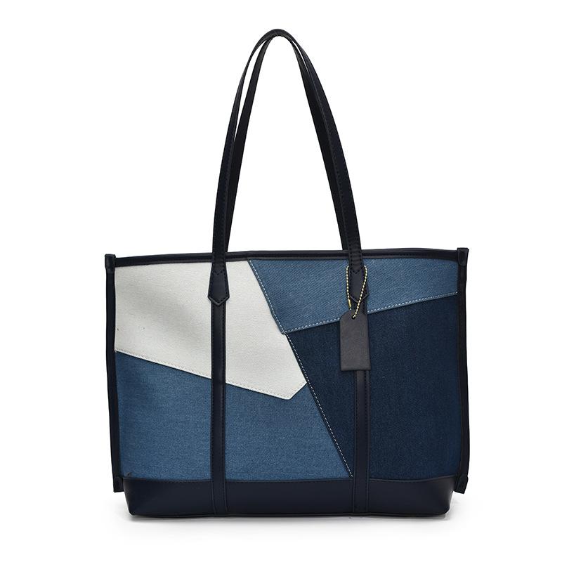 Denim Bag Women's Large-capacity New Spring and Summer Contrasting Messenger Bag Versatile Single Shoulder Class Tote Bag