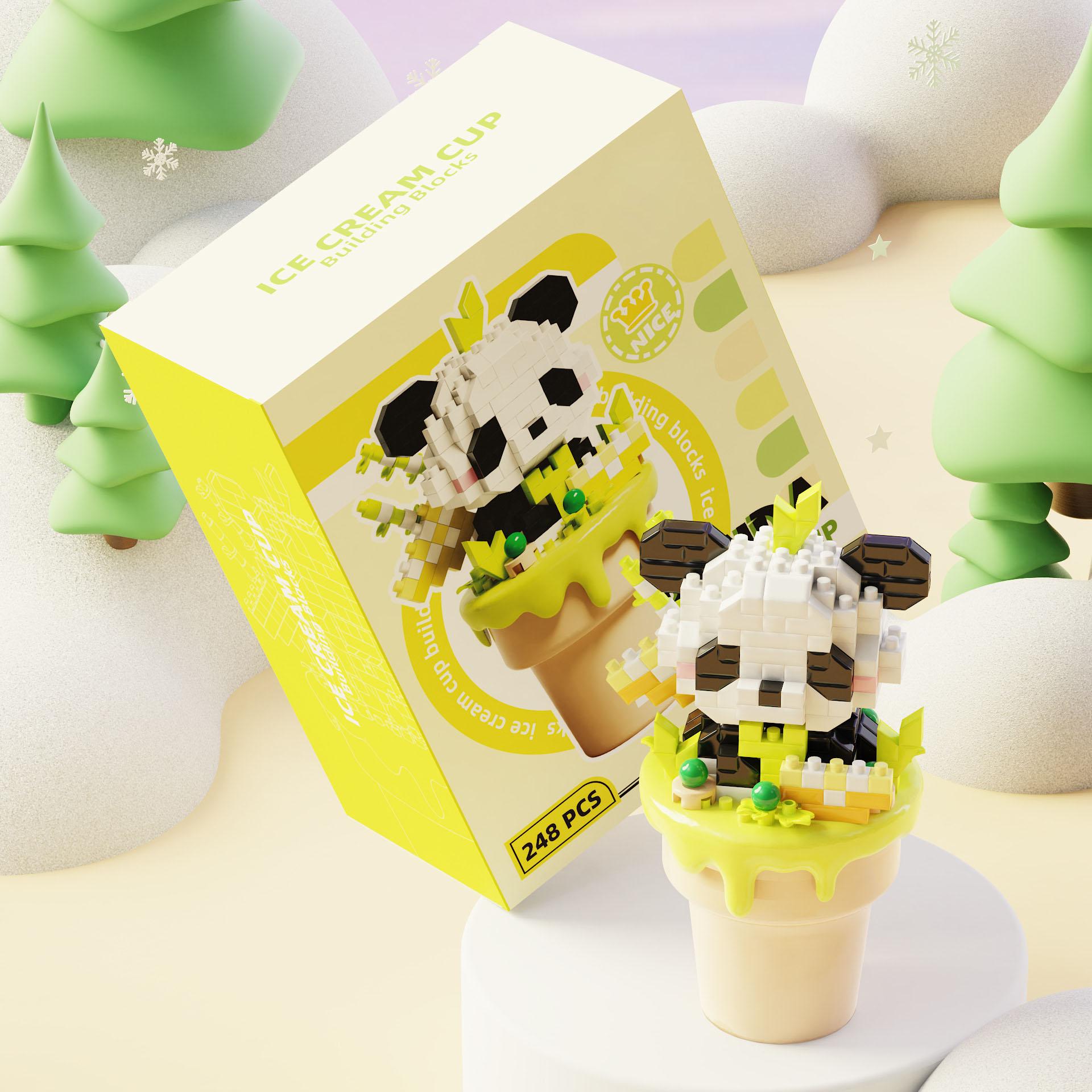 

Animation Ice Cream Figures Micro Diamond Block Animals Nanobrick Panda Fox Hamster Dog Northern Raccoon Rabbit Construction Brick Plaything