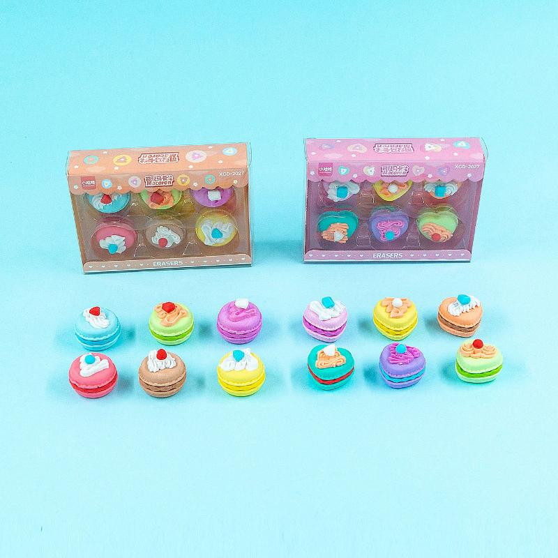 Office School Supplies New product 3D cute macaron cake eraser student gift birthday Childrens Day holiday kawai stationery