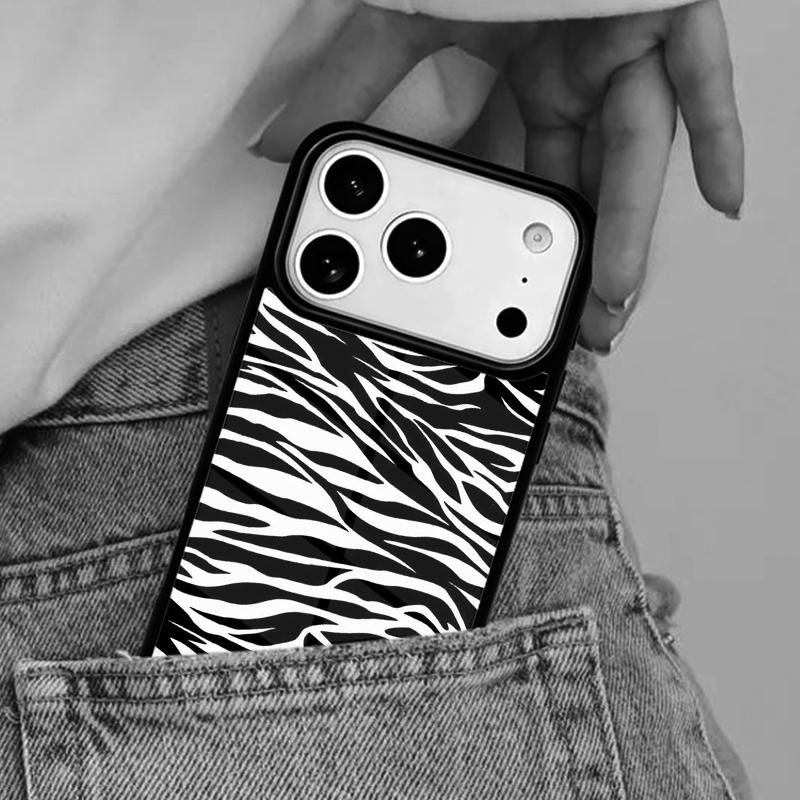 Zebra Print Clip Art Silicone Soft Side Phone Case for iPhone 17ProMax 12 13 14 15 16e 17 Pro Max Plus Air Cover