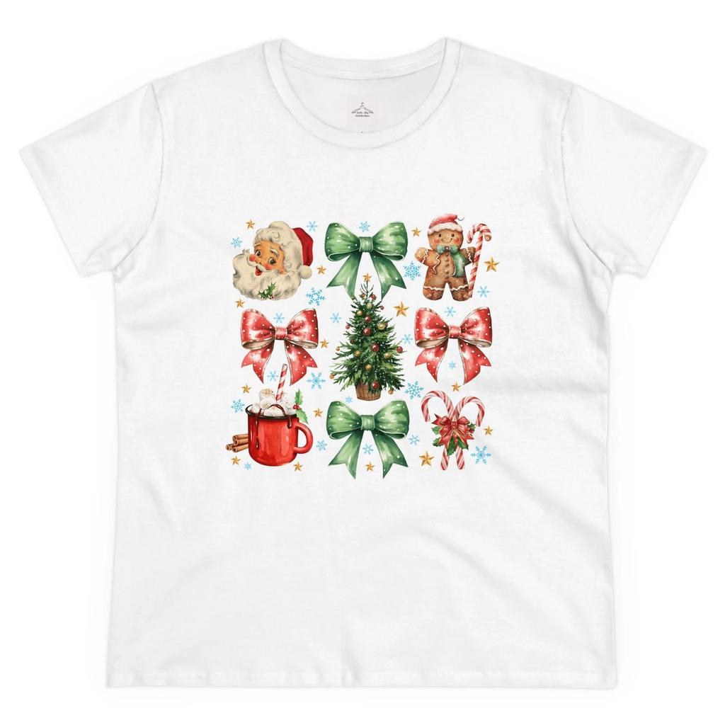 Festive Holiday Women's Cotton Tee, Christmas Shirt, Winter Gift, Cute Xmas