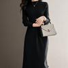 Taillenbetonendes Strickkleid für Damen Einfarbig Lässig Midilang Pullover A-Linien-Pulloverkleid für Herbst und Winter