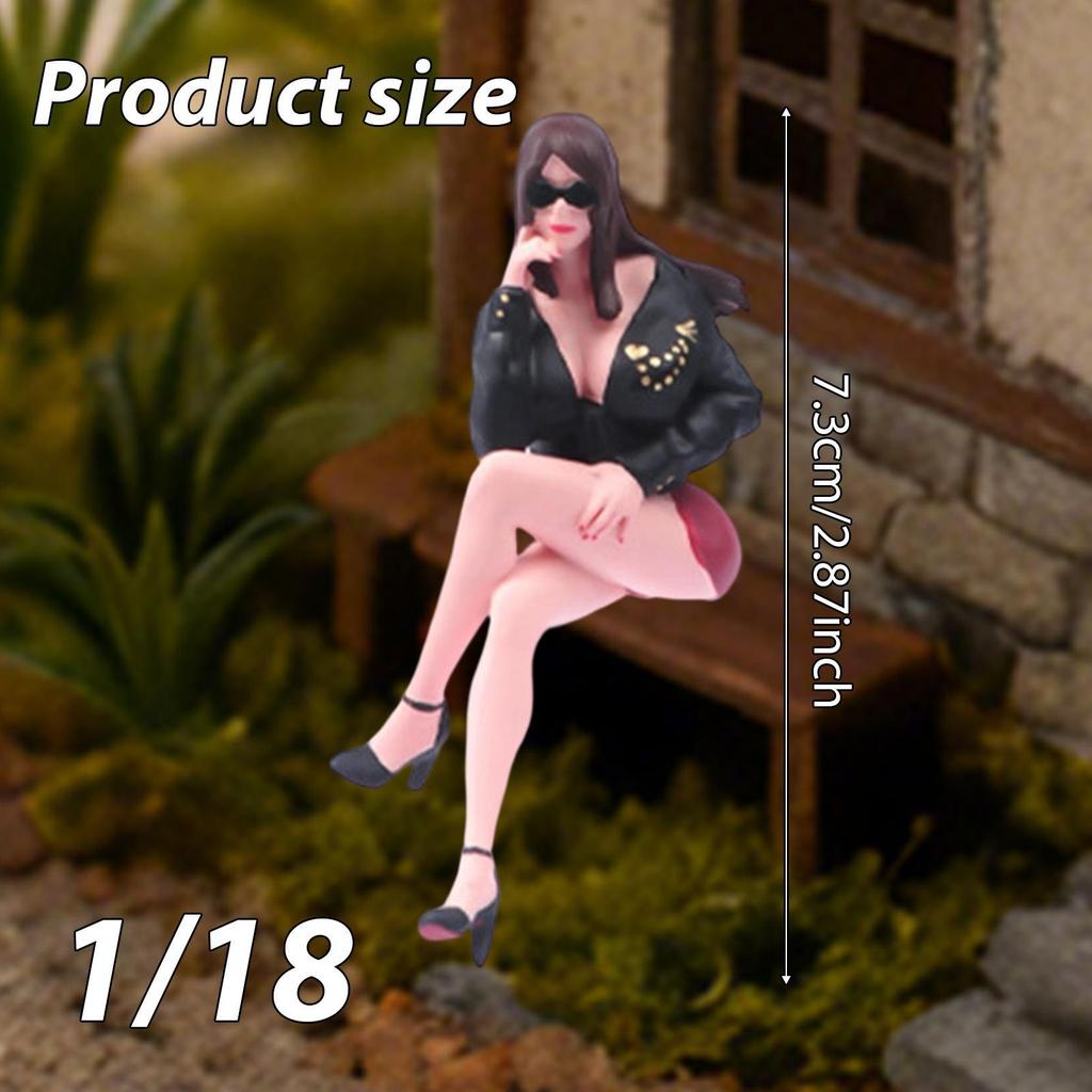 Resin Miniature Girl People Figure Hand Painted Collectible Model Diorama Prop for Scene and Display