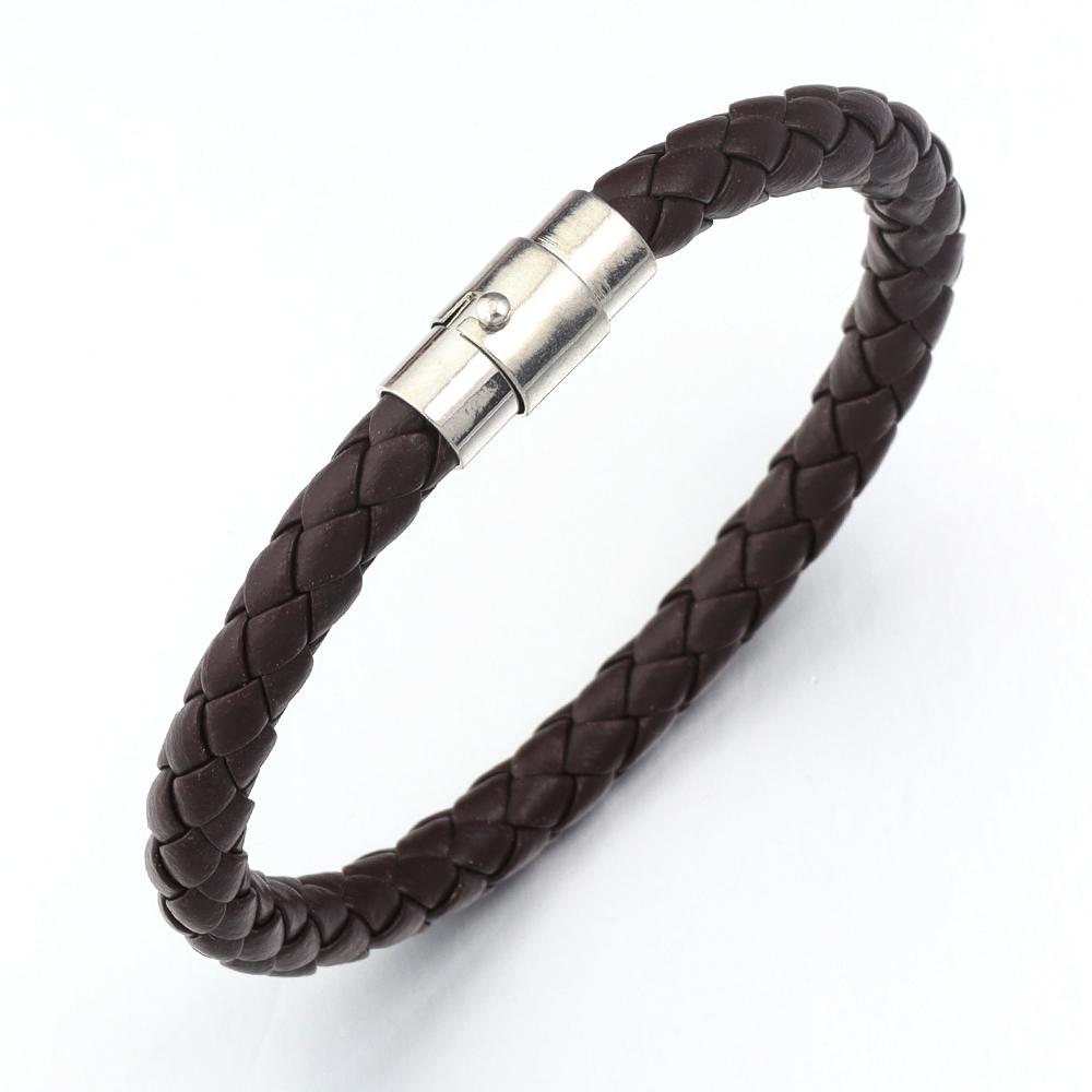 1pc Fashion Design PU Leather Cord Bracelet 19/21cm Copper Magnetic Clasp Bracelet For Men Women Valentine's Day Jewelry Gifts