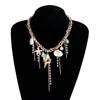 Elegant Beachy Tassels Shell Pendant Necklace Lightweight Alloy Trendy Layering Chain Jewelry For Casual Outfits
