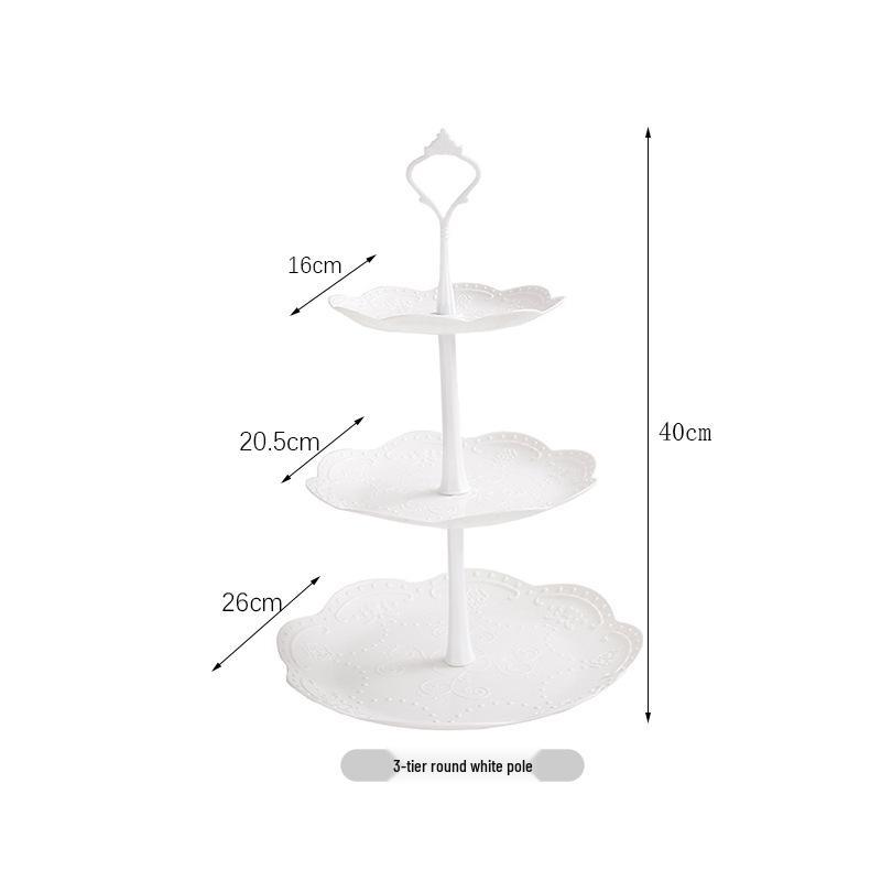 Trzypoziomowy europejski stojak na ciasto do popołudniowej herbaty - Kreatywna wielowarstwowa plastikowa taca na desery i talerz na owoce