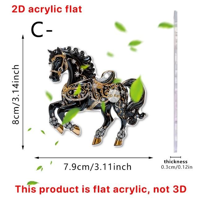 Acrylic Horse Keychain & Hanging Decor - Golden/Ebony Cartoon Style, Car Backpack Home Festival Gift Ornament