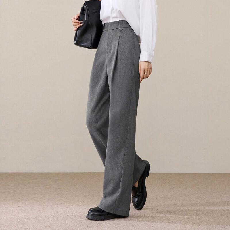 Women s Fashion Casual Plush Lined Wide-Leg Trousers S