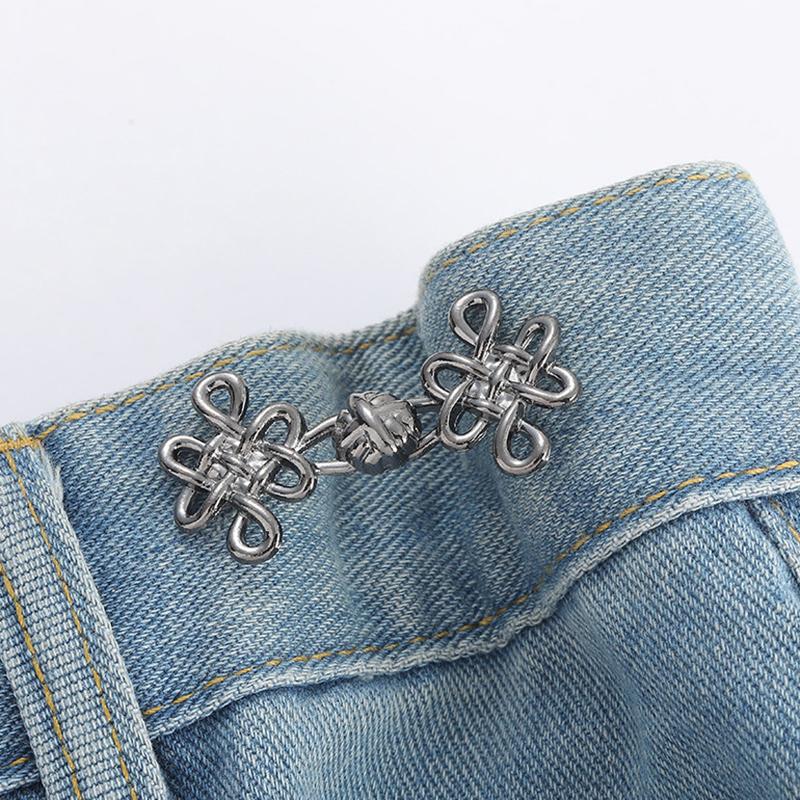 

1 пара китайских узлов, регулируемая пряжка на талии для джинсов, не требующая шитья, съемная пуговица для брюк, юбок, пуговица на талии чёрный