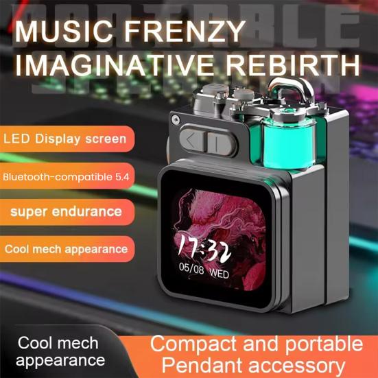 Mini Bluetooth-compatible Speaker BT5.4 Outdoor Travel Speaker with LED Touch Screen Calendar Weather Calling Portable Small Audio for Shower Party