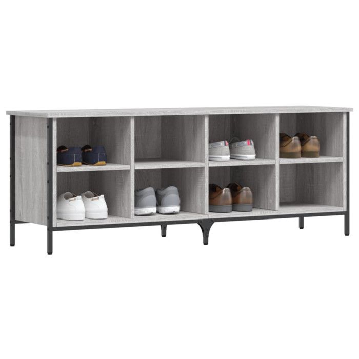 VidaXL Shoe Cabinet Sonoma Grey 131x35x50 Cm Engineered Wood 831851