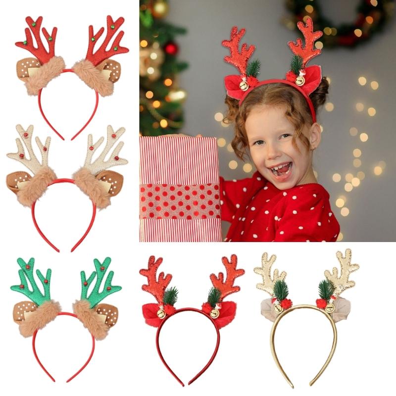 Festival Deer Antler Headpiece With Soft Fabric And Jingling Bells Comfortable Christmas Hair Ornament For Family