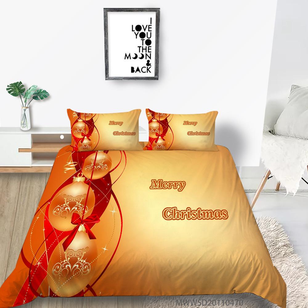 3D Digital Printing Quilt Cover Pillowcase Two Or Three Piece Set Christmas Gift Polyester