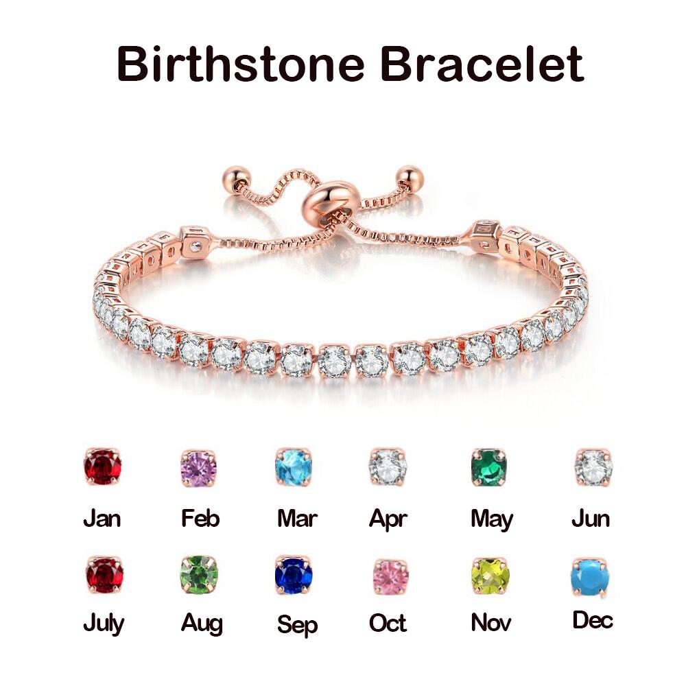 Adjustable Colorful Birthstone Tennis Bracelet for Women Multicolor CZ Crystal Wedding Birthday Gift Hand Jewelry