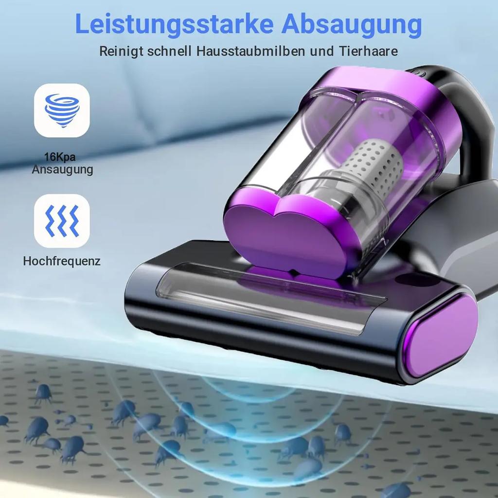 Anti-mite vacuum cleaner for 400 W mattress with UV disinfection, suction power 16 kPa