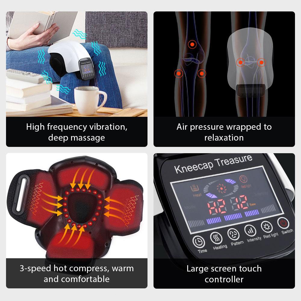 3 in 1 Electric Knee Massager Portable Vibration Hot Compress Airbag Massage Machine Rechargeable High Frequency Knee Massager