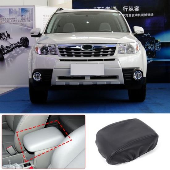 Black PU Leather Console Armrest Panel Cover Trim For Subaru Forester 2008-12