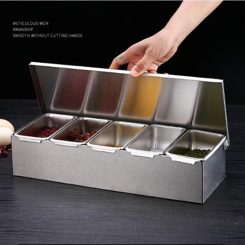 3/4/5/6 Gird Seasoning Box Stainless Steel Kitchen Spiece Storage Box  Commercial