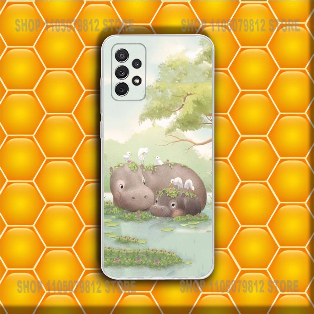 Cute Hippo Hippopotamus Phone Case Silicone For Samsung S30,23,21,22,20 FE lite,S10,9,PIus Note20ultra Soft Transparent