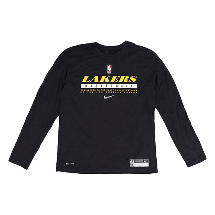 Nike NBA Alphabet Printing Basketball Sports Round Neck Long Sleeves Black Men s CK8319-010 L