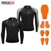 Wosawe Men's Tight Fit High Stretch Skin Friendly Removable Soft Pad Motorcycle Reflective Riding T-Shirt Top Jacket