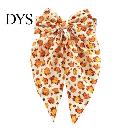 Cute Autumn Themed Hair Ornaments Fall Pumpkin Maple Leaf Bows for Women Girls, Pinecone Clips, Large Bowknot Fashionable Headwear Holiday Outfits