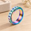 Floral Spinner Ring with Repeating Sunflower Pattern and Rotating Outer Band for Everyday Jewelry Styling and Stacking