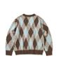 CUZNELLO Blend Argyle V-Neck Knit_Brown