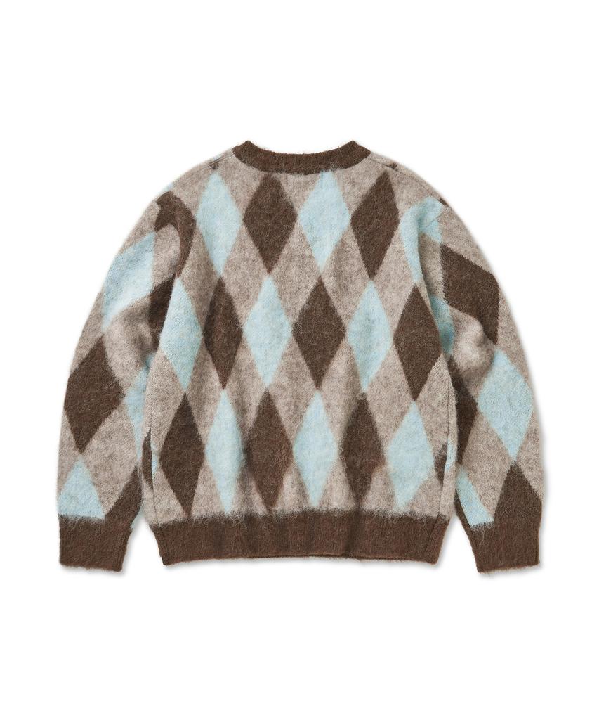 CUZNELLO Blend Argyle V-Neck Knit_Brown