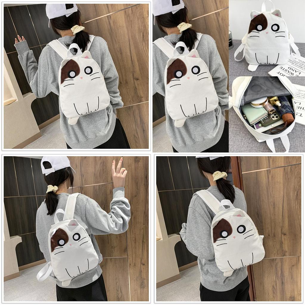 New Arrival 20l Canvas Cat Backpack For Girls And Boys Soft And Durable With Lovely Print