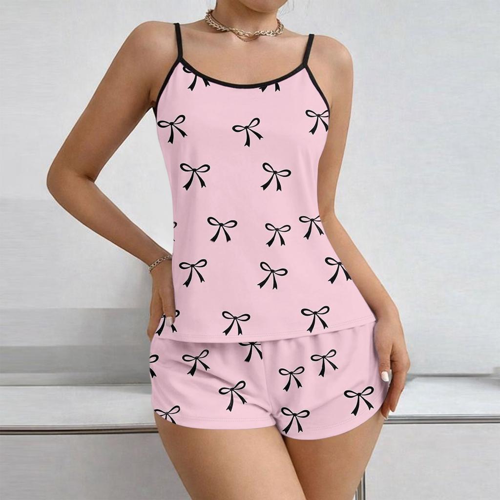 Women Soft 2 Piece Pajamas Set Sleeveless Shorts Set Loungewear Sets Pyjamas Nightwear