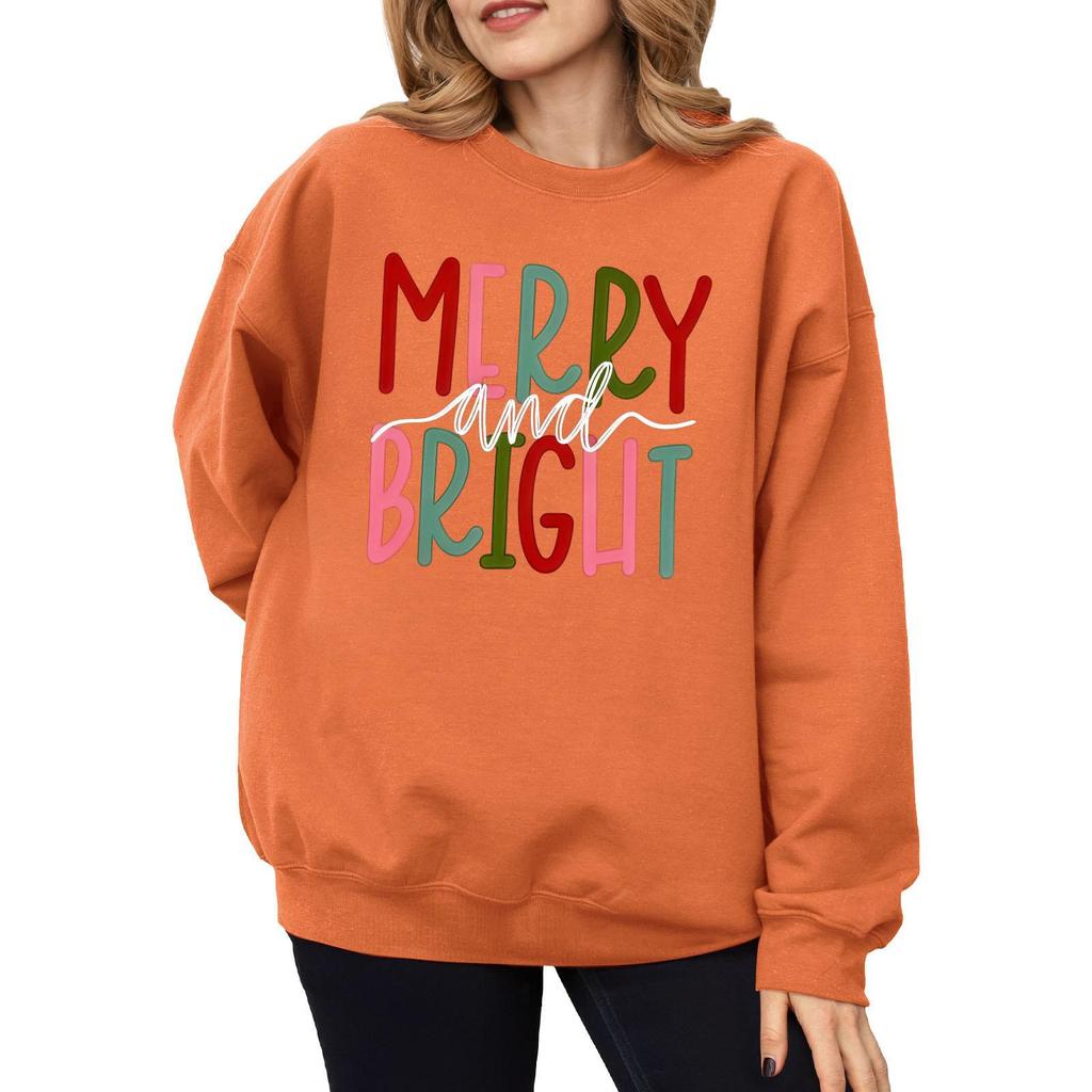 2025 Autumn/Winter Women's Trendy Christmas Casual Round Neck Printed Hoodie