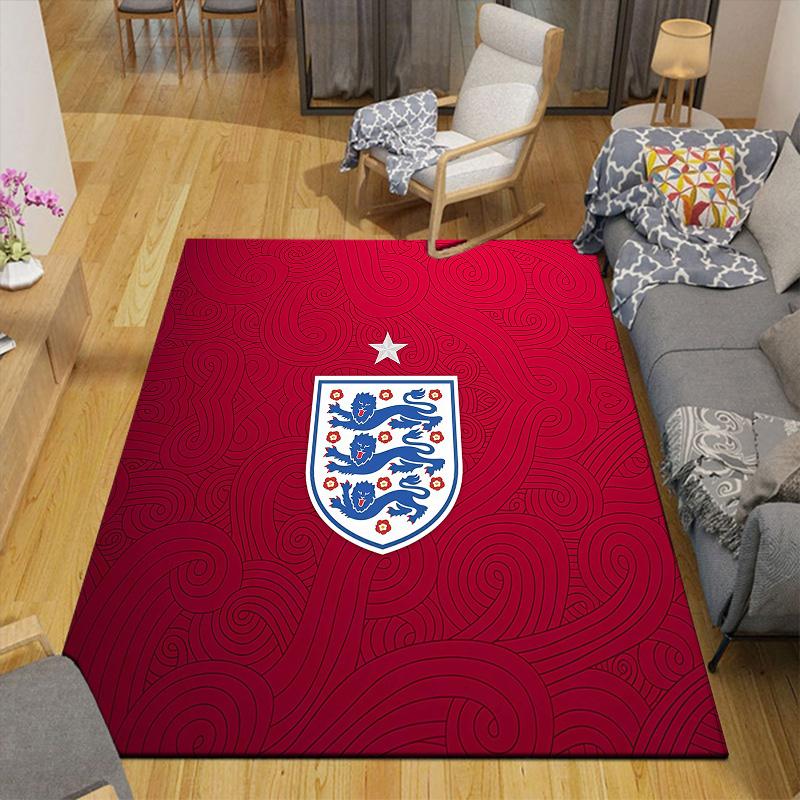 England National Men's Football Team Flannel Pattern Square Carpet,Area Rug,Carpet Rug for Living Room Bedroom Sofa Playroom Decor,Non-slip Floor Mat