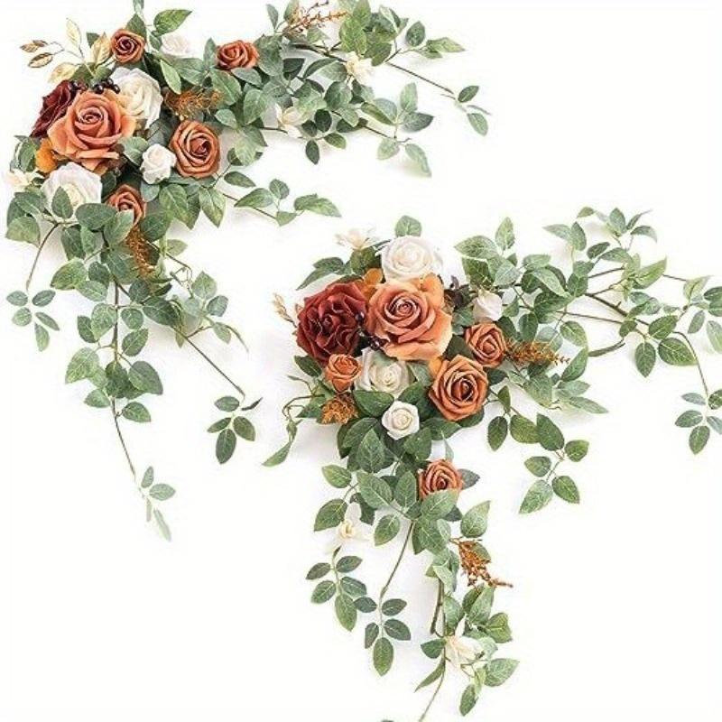 

2Pcs Artificial Rose Green Plants Flowers Pendant Centerpieces for Outdoor Yard Patio Garden Wedding Arch Holiday Party Home Decor Gifts for Friends