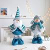 Cute Santa Claus Retractable Doll Blue Merry Christmas Decoration  Party Favors