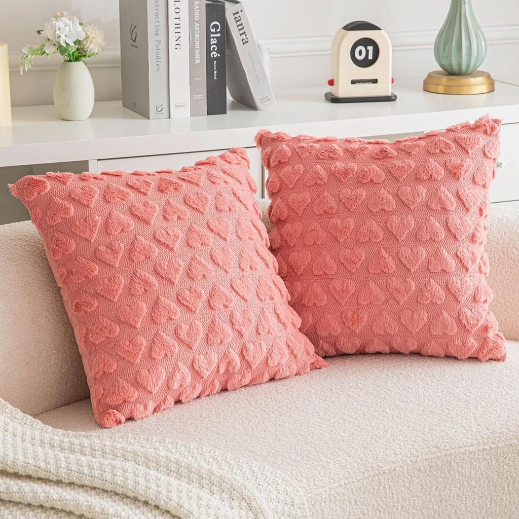 Cover Heartshaped Pillow Solid Color Plush Pillowcase Car Sofa Bedroom Cushion