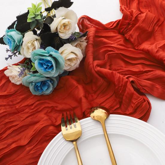 

Скатерть-дорожка из мятой марли Bali Yarn - Полупрозрачная, с витым дизайном для богемных свадеб и праздничных вечеринок 42CM*275CM