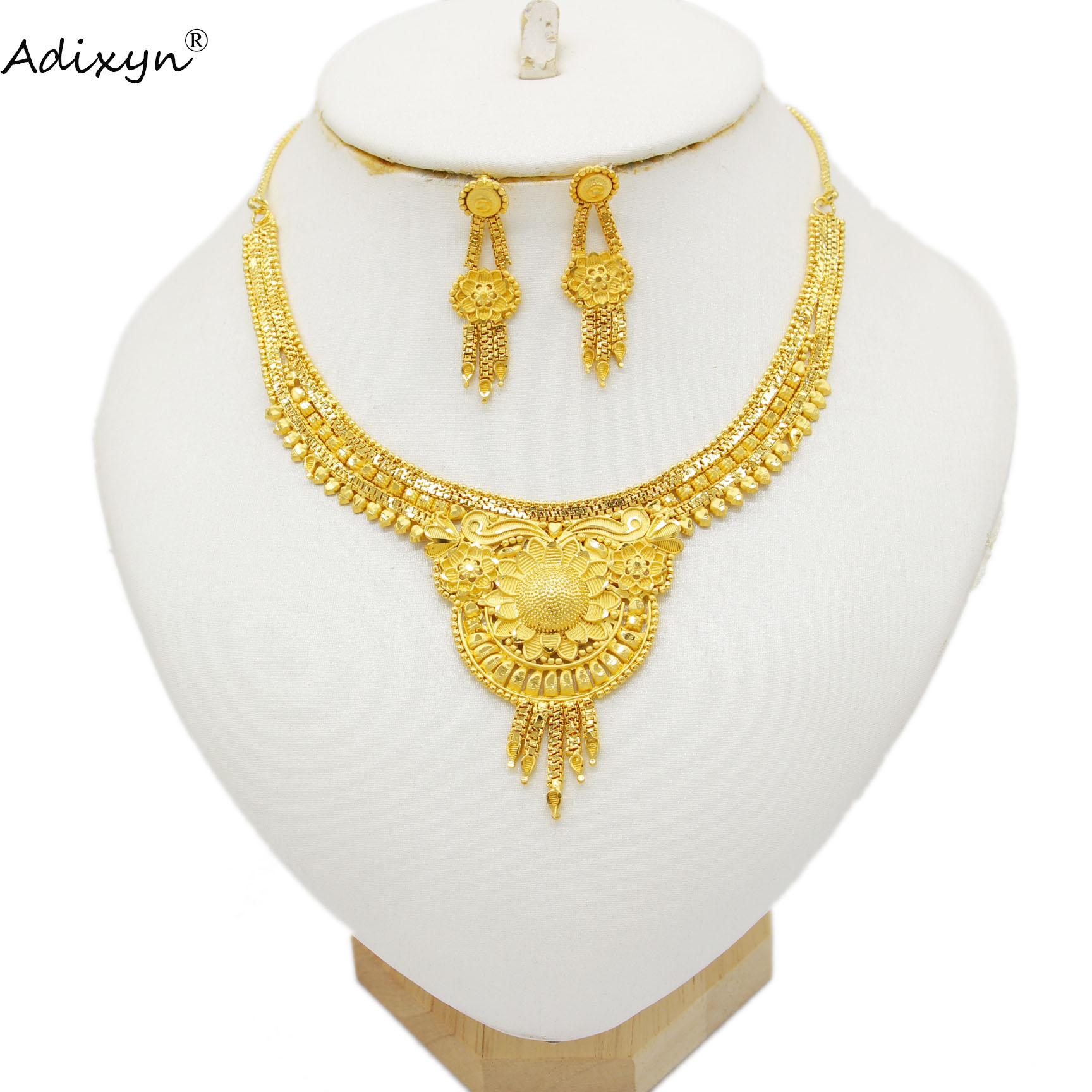 

24-каратное золото/медное ожерелье, серьги, комплект ювелирных изделий в Дубае для женщин, индийские свадебные комплекты украшений, нигерийский свадебный подарок на вечеринку