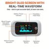 Fingertip Pulse Oximeter OLED Display SpO2 Blood Oxygen and Pulse Rate Monitor Portable Battery Powered