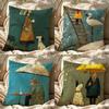 P-Sam Toft Art Cushion Cover Cushion Cover Pillowcase, Anti-Mite Invisible Zipper, Linen Sofa Cushion