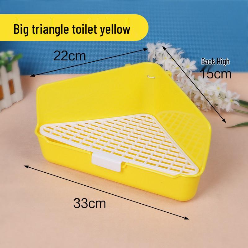 Raised Anti-Splash Triangle Pet Toilet for Rabbits, Guinea Pigs, and Chinchillas – Small and Large Sizes Available