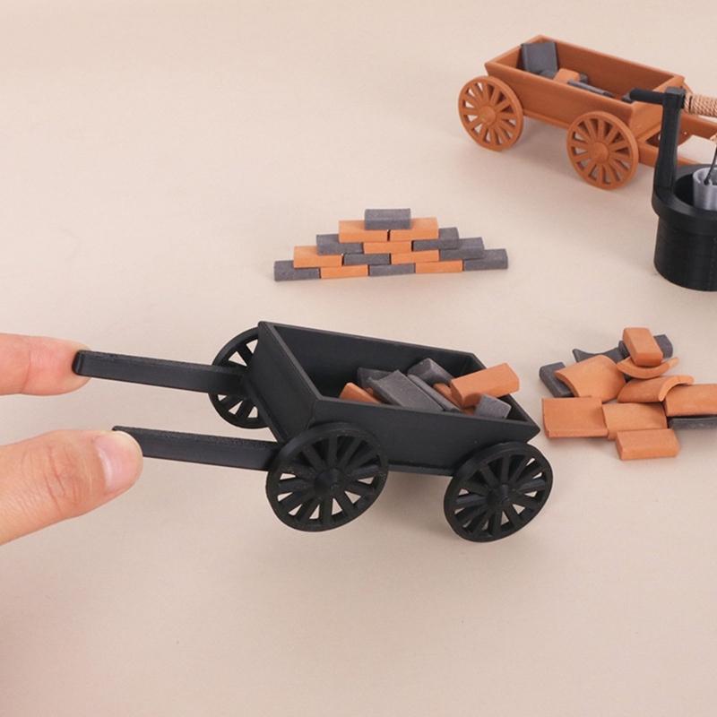 Mini Plastic Farm Wagon Toy For Dollhouses Accessories And Outdoor Garden Decors With 2 Color Option