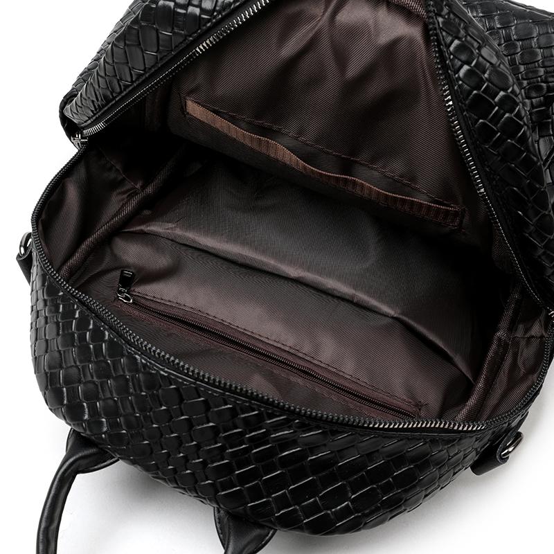 Woven PU Backpack Large Capacity Travel Backpack Women's Multi-functional Shoulder Bag