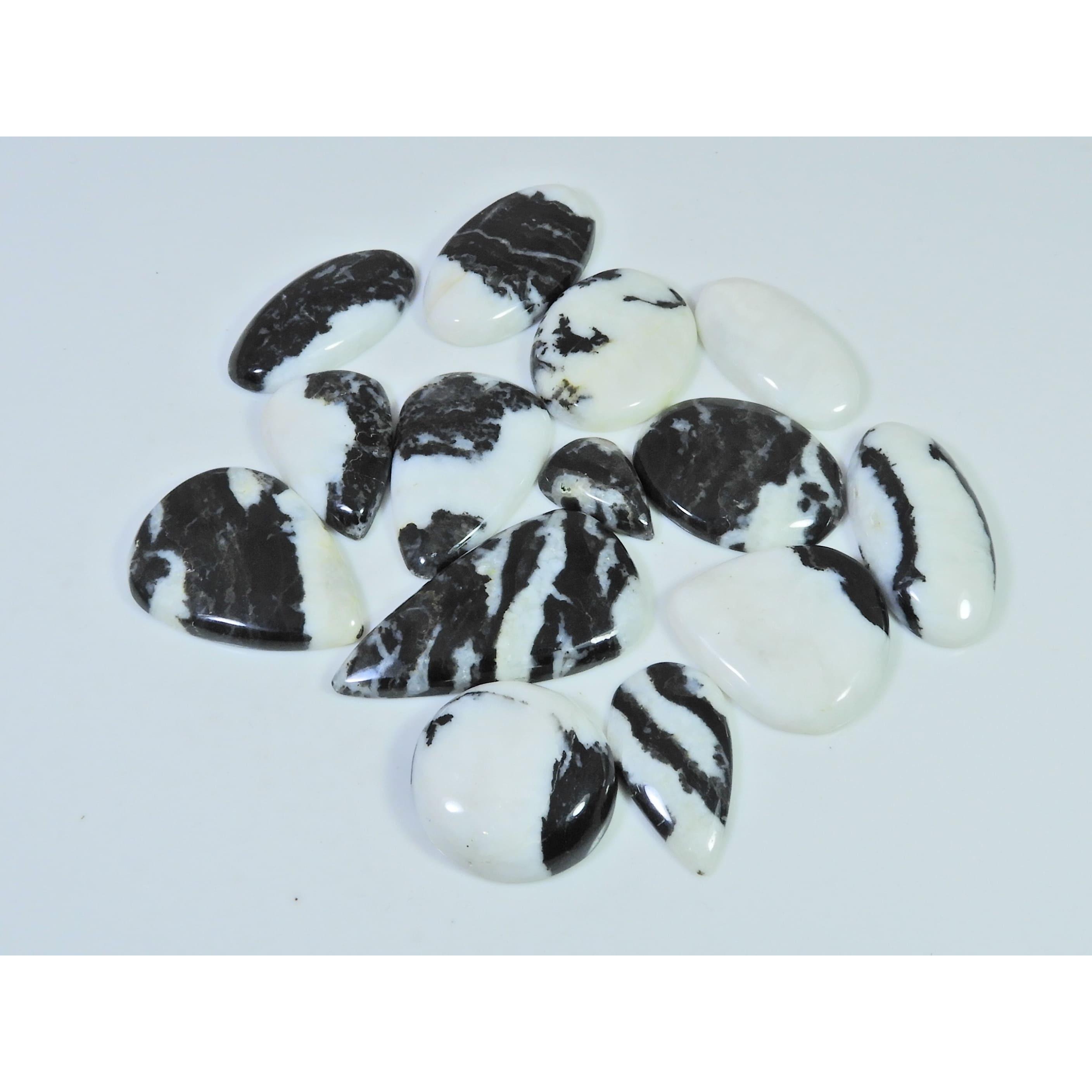 330Cts. Natural Zebra Jasper Mix Shape Cabochon Loose Gemstone 14Pcs Lot C-2461