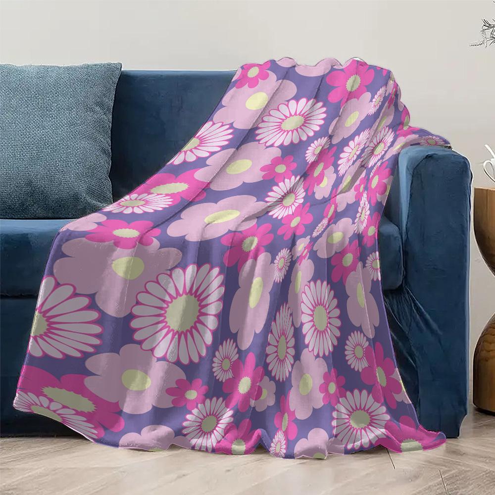 Blumenmuster Fleece-Decke Weich Warm Gemütlich Dekorativer Überwurf für Kinder Mädchen Teenager Erwachsene